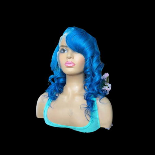Custom Brazilian Lace Frontal Wig (Hand Curls, Custom Blue)