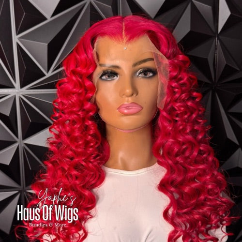 30” Bodywave Lacefrontal Custom Color Red Wig