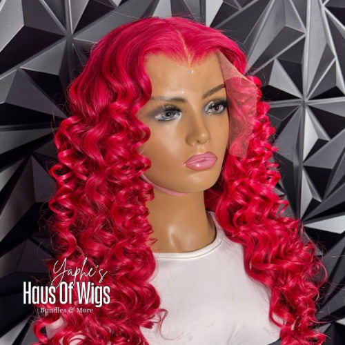30” Bodywave Lacefrontal Custom Color Red Wig