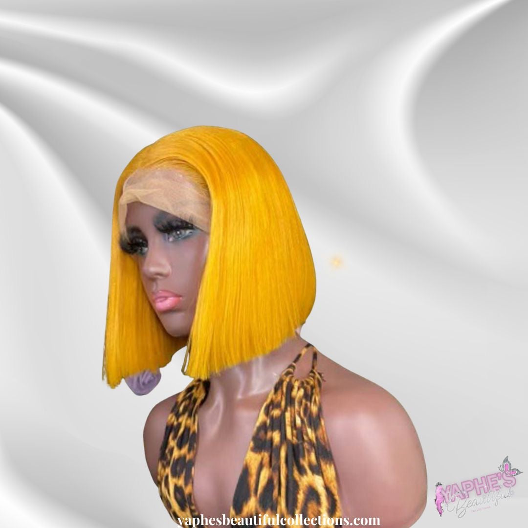 Brazilian Lace Frontal Wig (Bob Cut, Custom Yellow Gender Color)