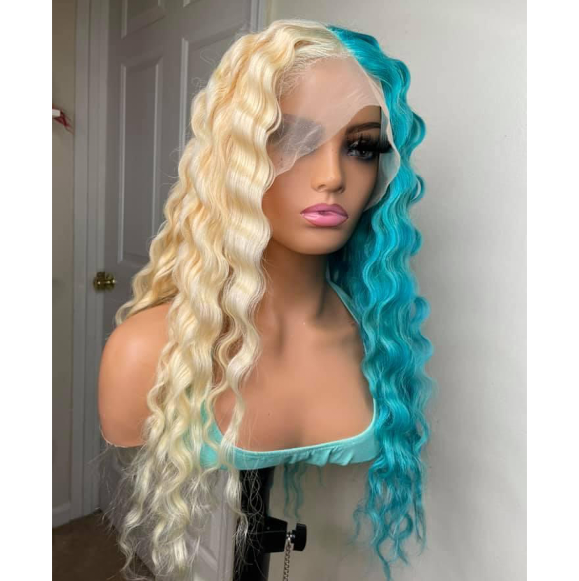 Brazilian Lace Frontal Wig (Straight Crimps, Custom Color)