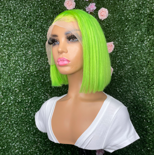 Brazilian Lace Frontal Wig (Straight Bob, Custom Green)