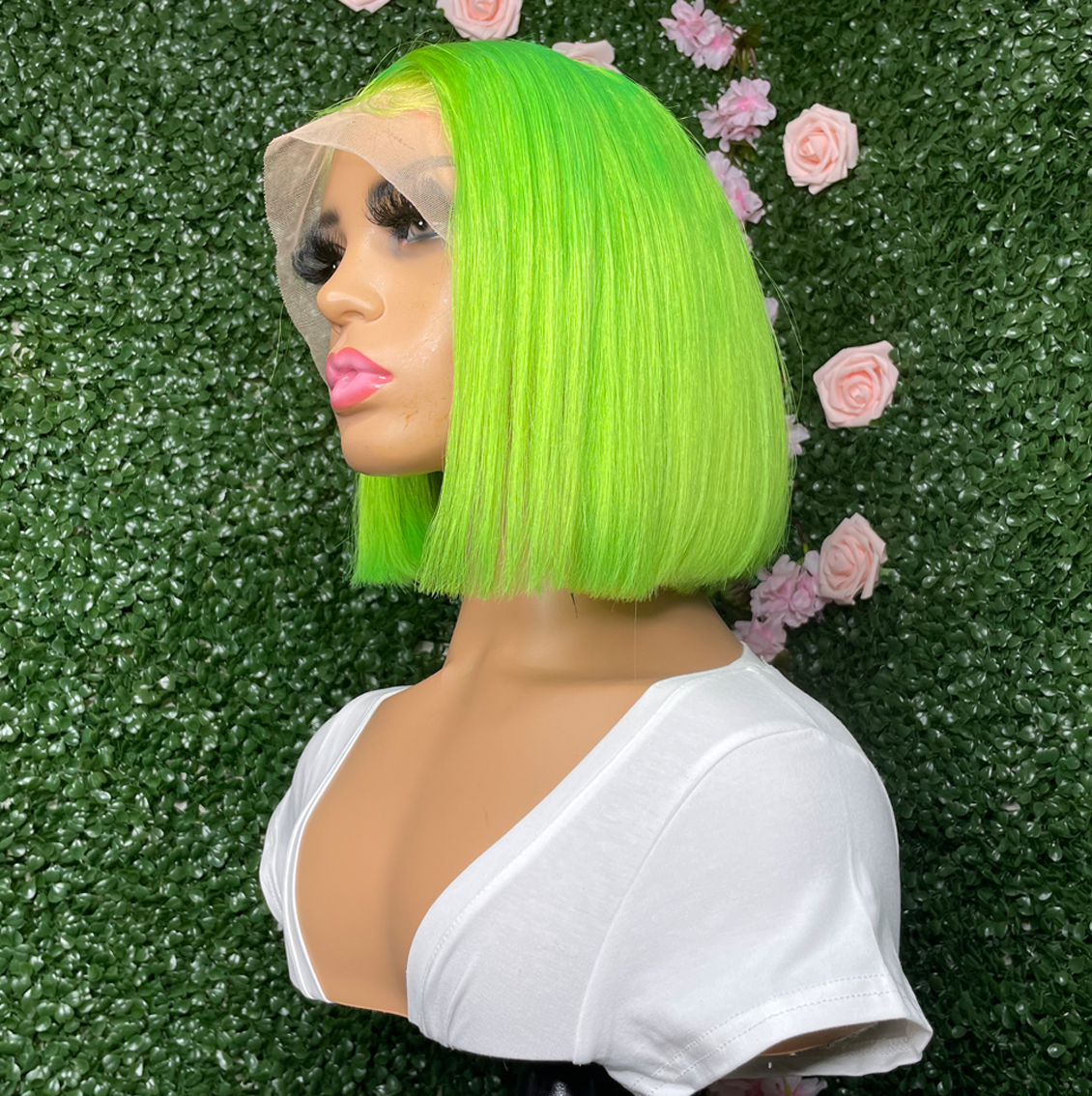 Brazilian Lace Frontal Wig (Straight Bob, Custom Green)