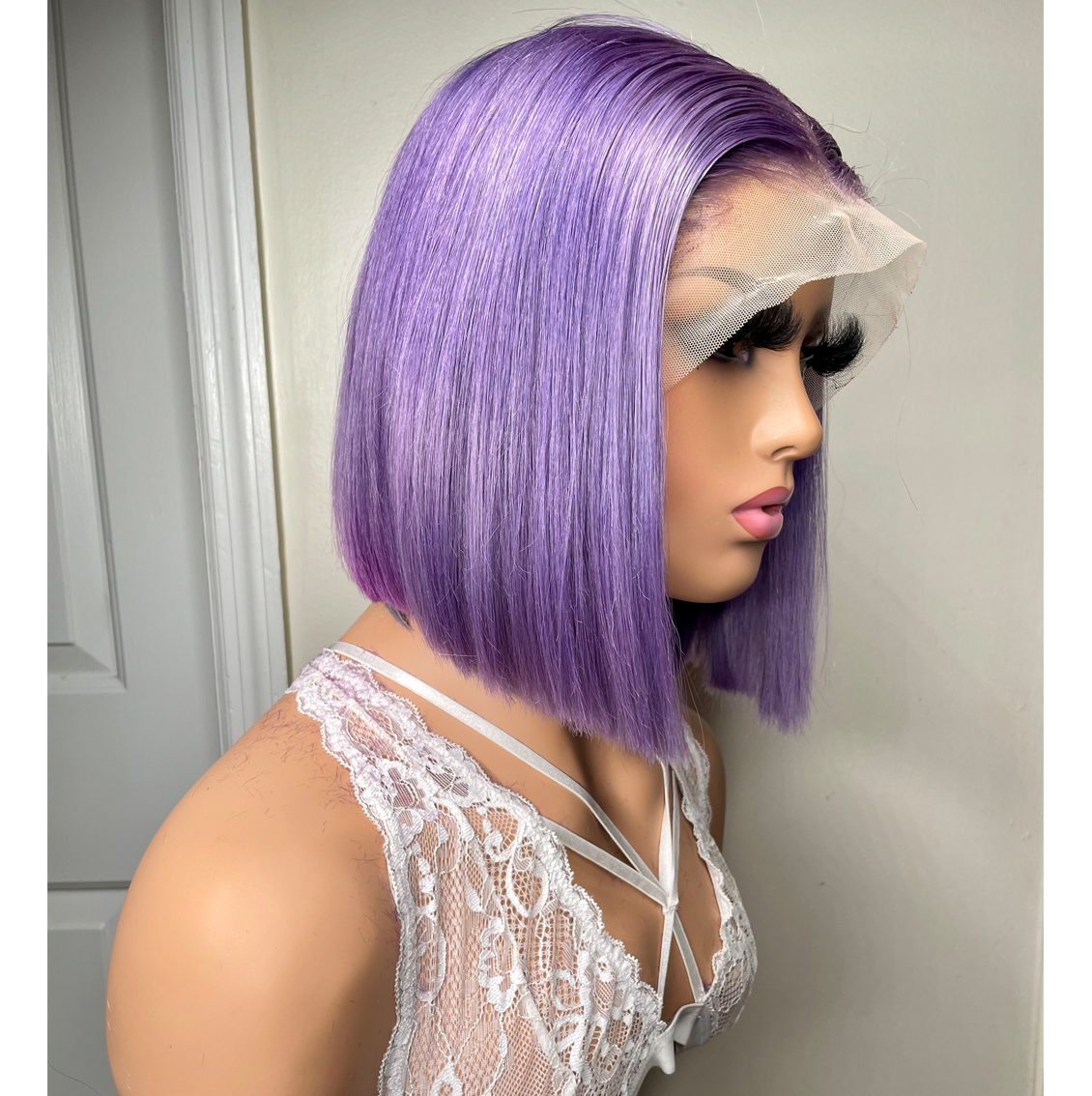 Brazilian Lace Frontal Wig (Straight Bob, Custom Purple)