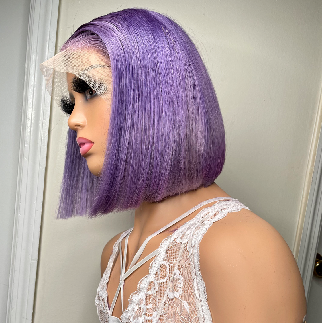 Brazilian Lace Frontal Wig (Straight Bob, Custom Purple)
